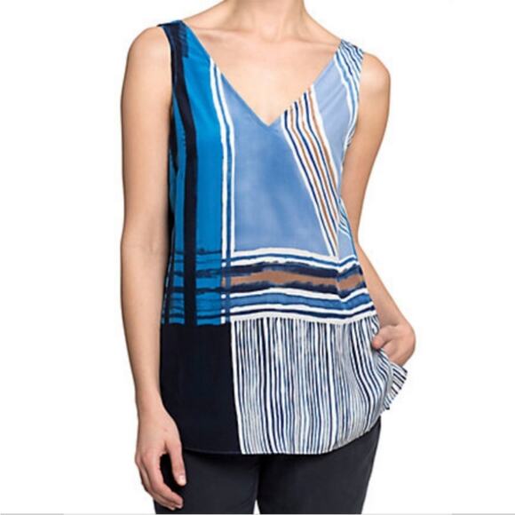 NWT Nic + Zoe Blue Abstract Print Silk Blend Tank Top Size MP - Picture 1 of 9